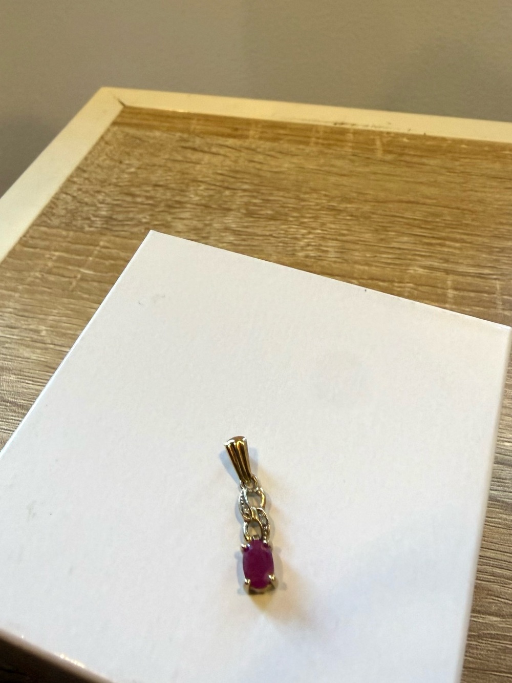 9k Yellow Gold Ruby Diamond Pendant